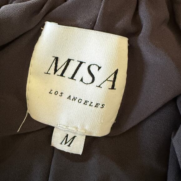 MISA Los Angeles | Dark Gray Domino Draped Knot front Cocktail Dress | Medium - Picture 7 of 7
